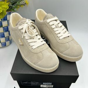 Men's Prada triangle logo suede sneakers size 8.5 US made in Italy
